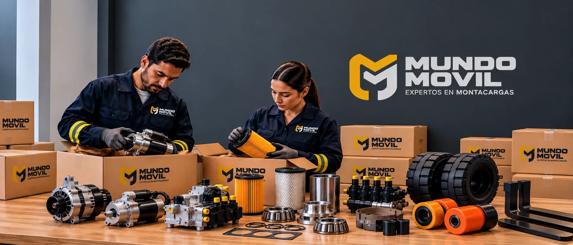 Importación internacional de repuestos para montacargas y equipos industriales de Mundo Movil en Ecuador.